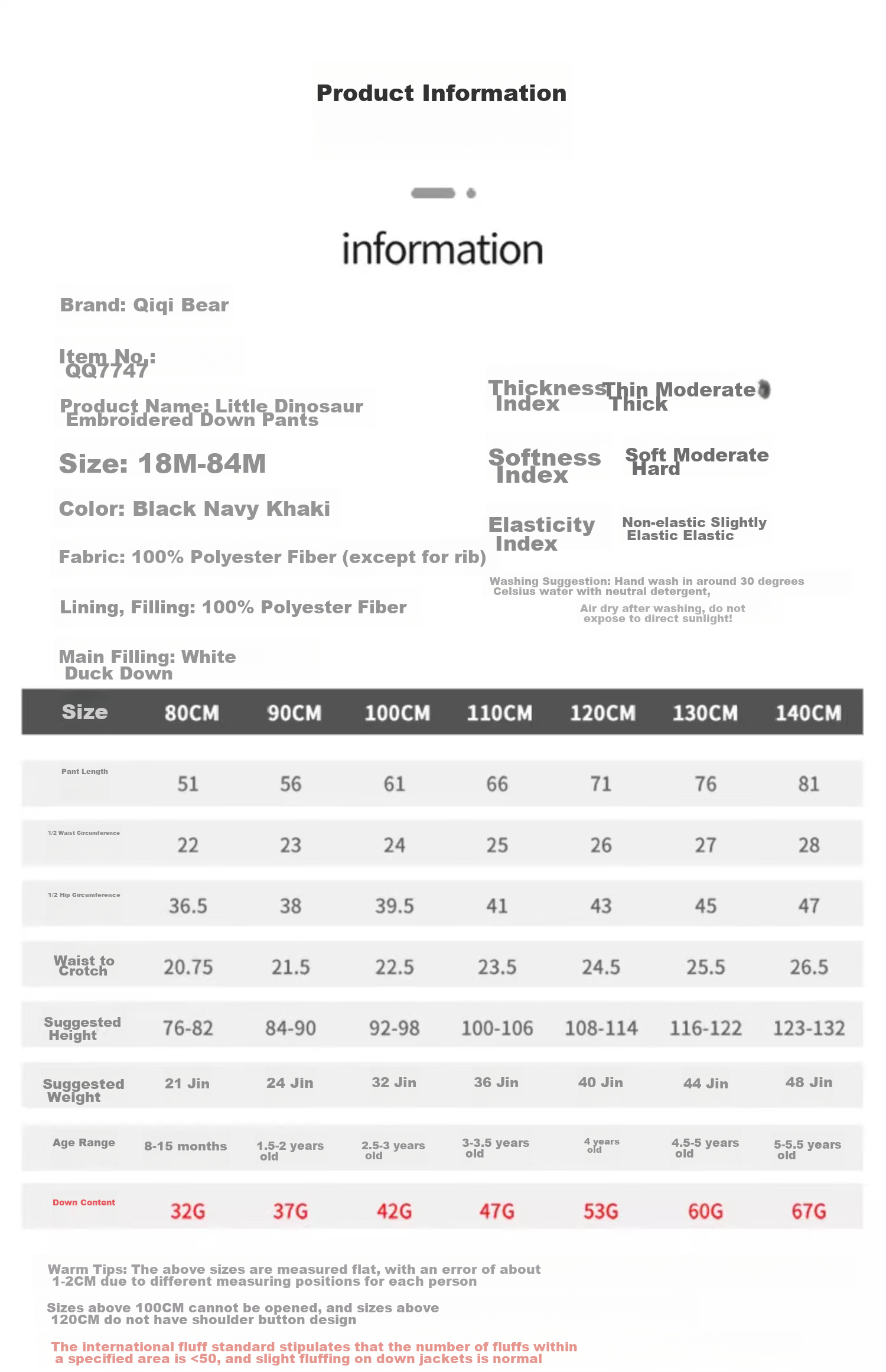 Ciciibear Boys' down Pants, Winter Outerwear, Baby Winter Clothing, Girls' Long Pants, Boys' Cotton Trousers, Baby Warm Pants 9