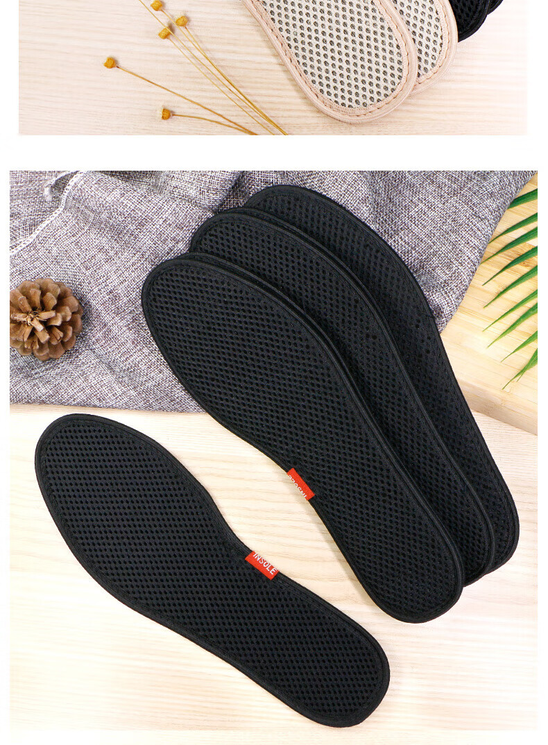 Zusheng 5 Pairs Bamboo Charcoal Insoles Men Odor-Resistant Breathable Sweat-Absorbing Deodorizing Military Training Women Sports Leather Disposable Insoles 10