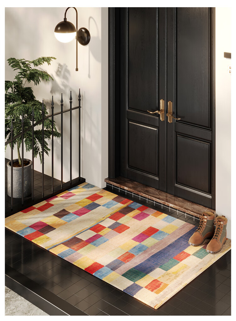 ZHUJUN American Retro Entrance Mat, Hallway Carpet, Doormat, Living Room Entrance Mat, Dust-Removing, Dirt-Resistant, Non-Slip Foot Mat 3