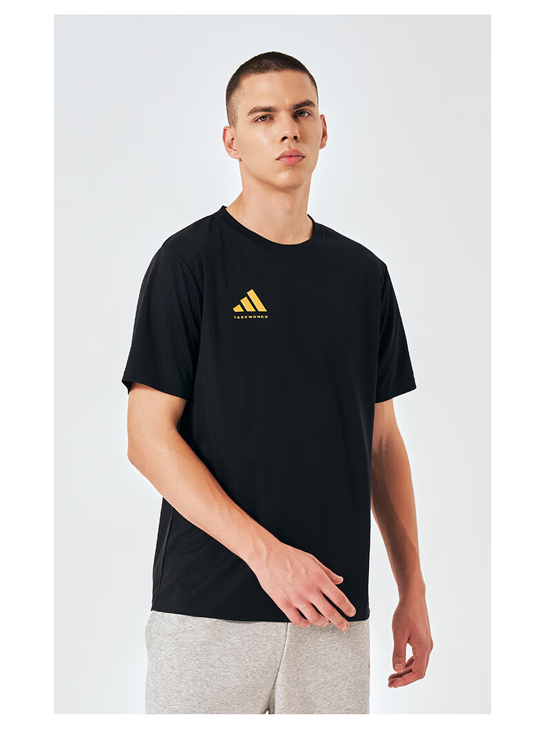 Adidas Men's Short-Sleeve T-Shirt, Summer Sports, Skin-Friendly, Breathable, Lightweight, Quick-Drying, Round Neck [Quick-Dry Version], Dark Gray, Size M 10