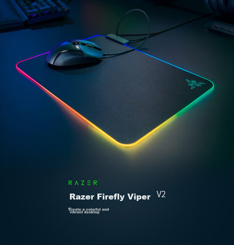 Razer Flame Dragon Hard Fine Texture Mouse Pad, RGB Color-Changing Illuminated Hard USB Gaming Mouse Pad, Flame Dragon V2 1