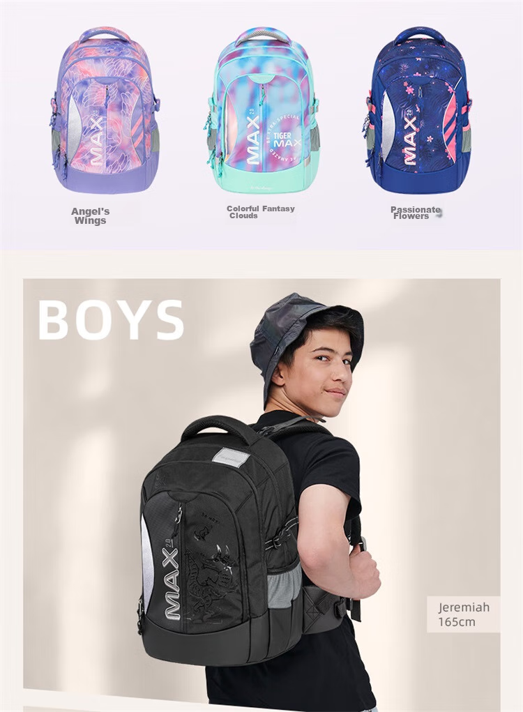 TigerFamily Middle School And High School Student Backpack for Grades 5-9, Spine-Protecting And Load-Reducing Double Shoulder Bag for Boys And Girls 4