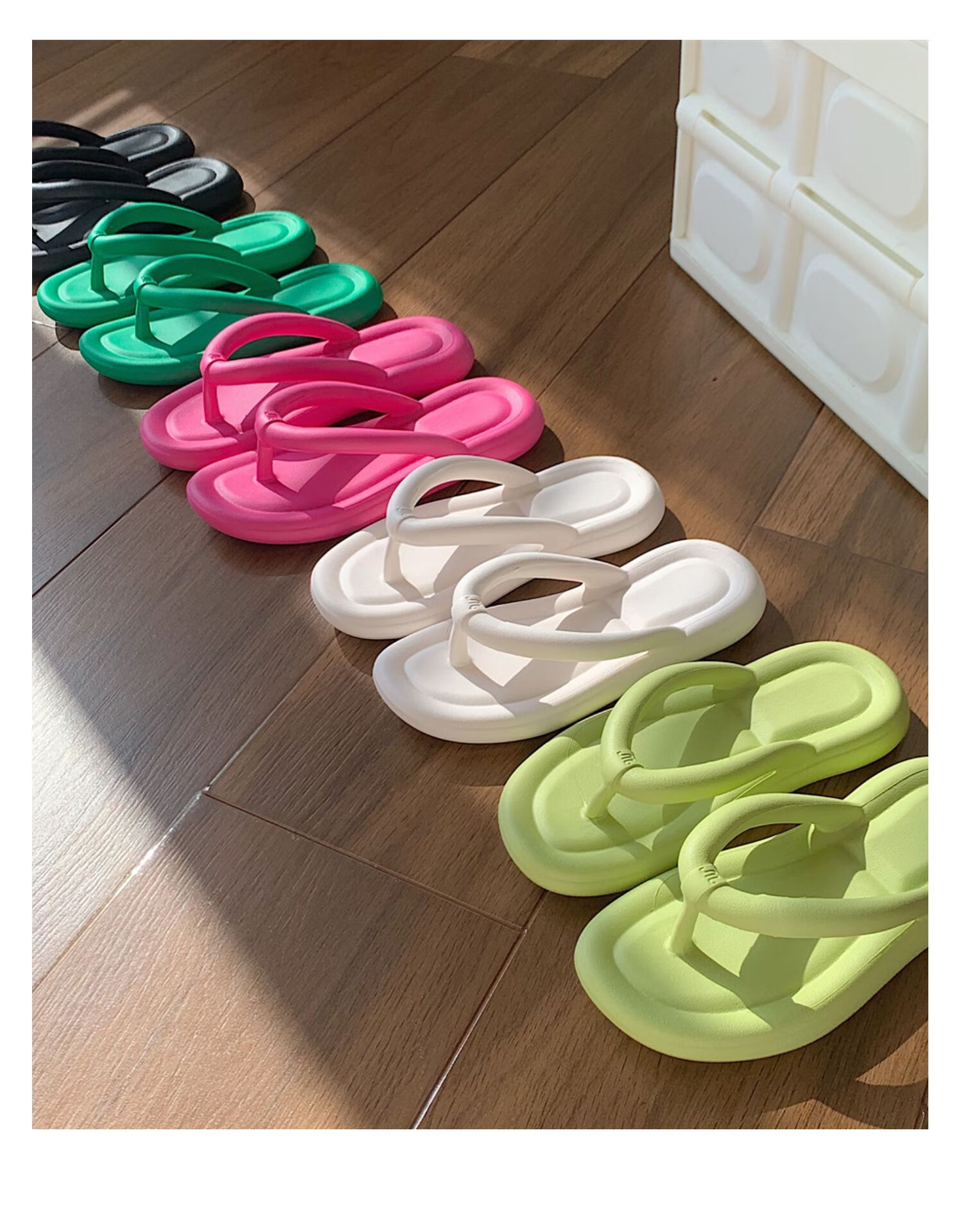 IQGD Women's Flip-Flops, Casual Home Wear, Soft And Comfortable, Beach Non-Slip Slippers, E3001 White, Size 36-37 3