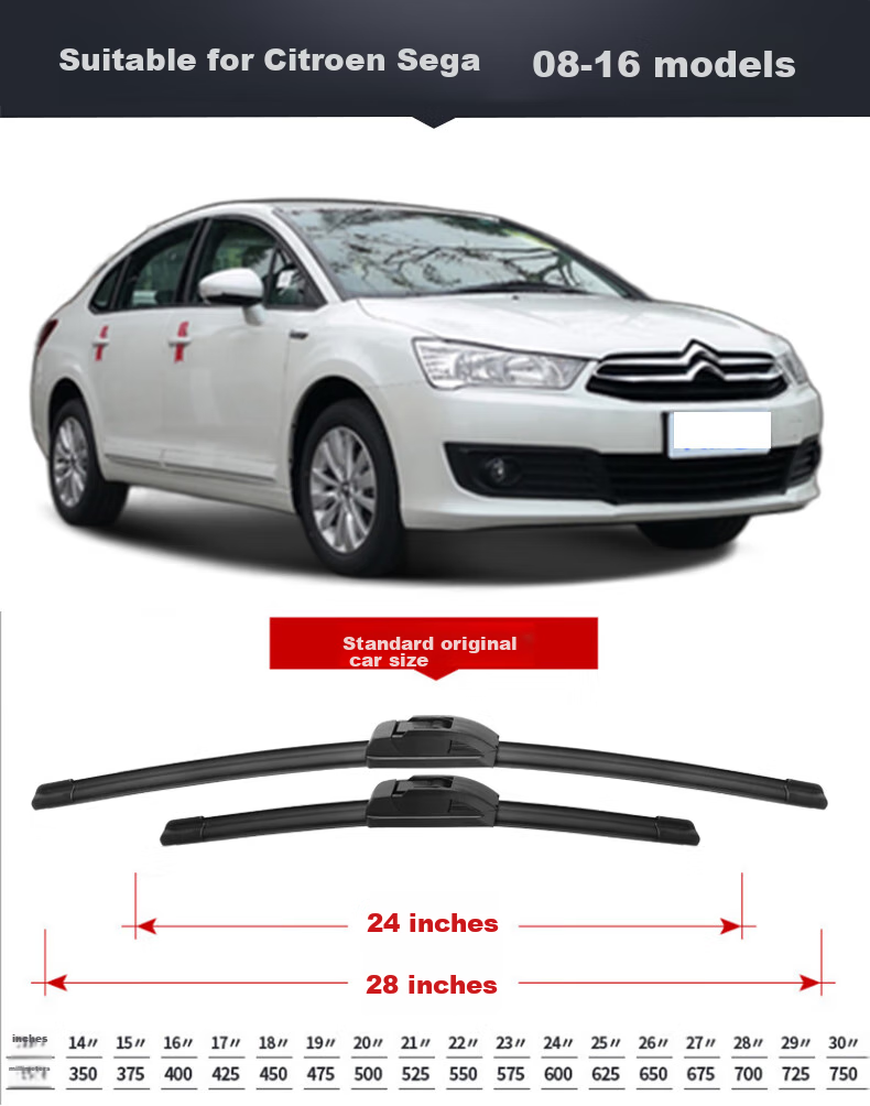 Meisim Windshield Wiper Blades for Dongfeng Citroen Sega 2008-2015 Models, Wiper Rubber Strips, Quiet 28/24 (1 Pair) 7