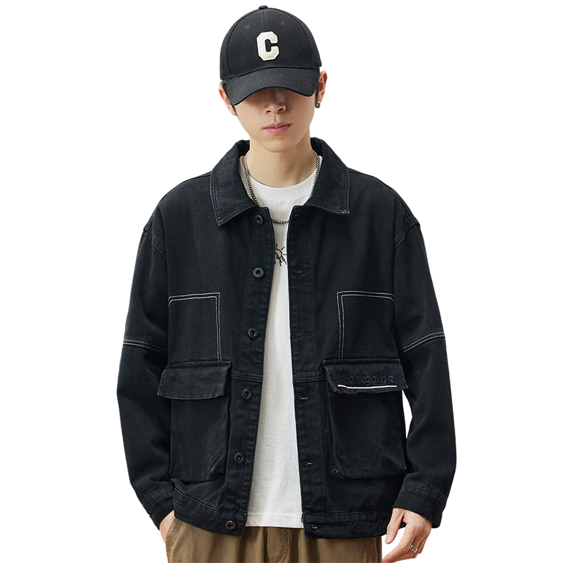 Zengzhi Denim 2026 Spring Autumn Men's Letter Embroidered Denim Jacket Casual Denim Workwear Coat Men's Denim Shirt
