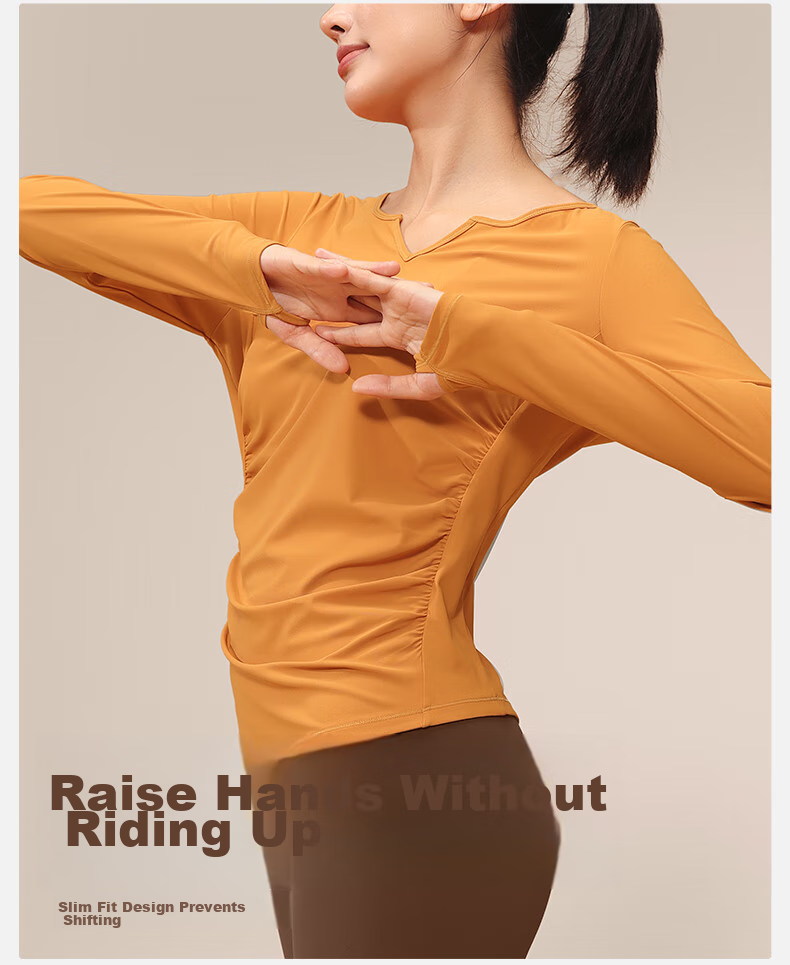 VFU Xiaomanyao Yoga Top, Long Sleeve Women's Quick-Dry Sun Protection Fitness Workout Shirt, Pilates Cover-Up for Autumn, Blue Wind Chime, Size L 6