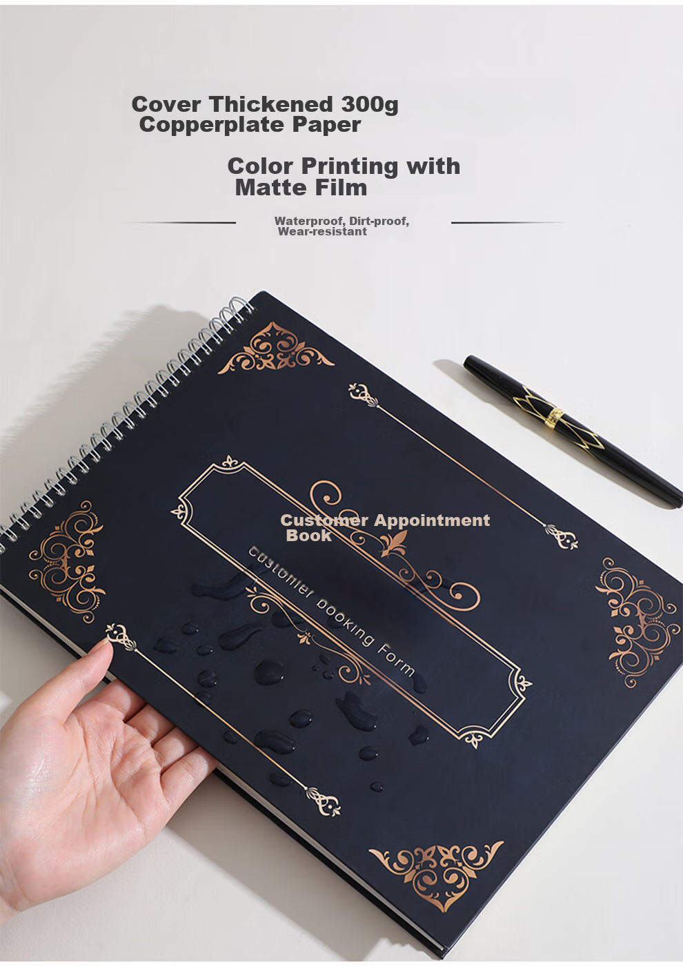 Jiaranheng A4 Customer Appointment Registration Book, Universal Beauty Salon Client Information Registration Form, Real-Name Registration Book for Hairdressing Salons, Nail Salons, Eyelash Salons, Customizable Guest Book for Visitors, Lake Blue Color 3