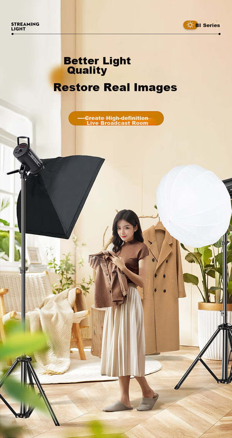 Beiyang Live Streaming Photography Fill Light, 200W Live Streaming Light, Professional Spherical Influencer Host Lighting, LED Soft Light, Studio Photography Light, Video Top Light, Octagonal Soft Box Light 2
