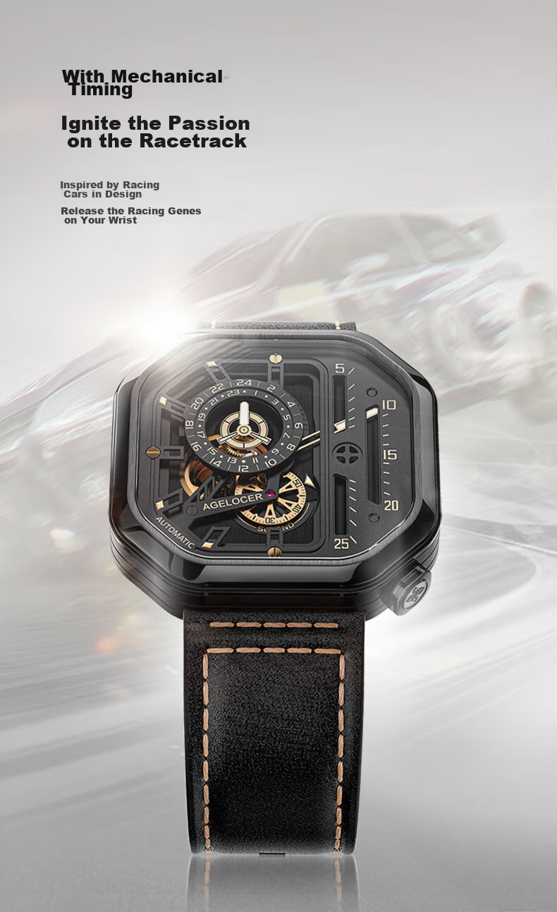 AGELOCER Original Racing Watch, Stylish Men's Skeleton Mechanical Watch, High-End Chinese Watch with Large Dial, Birthday Gift for Boyfriend 3