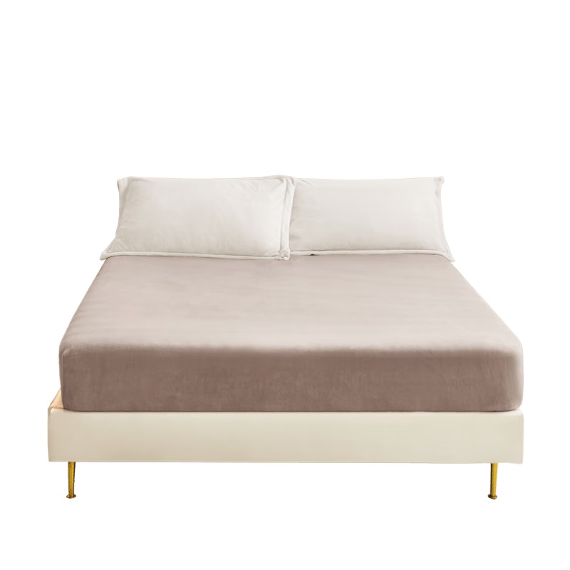 JD Original 220g Thickened Milk Velvet Fitted Sheet, Non-Static A-Class Autumn And Winter Bed Cover Mattress Protector, for 1.5-Meter Bed, Twilight Glow