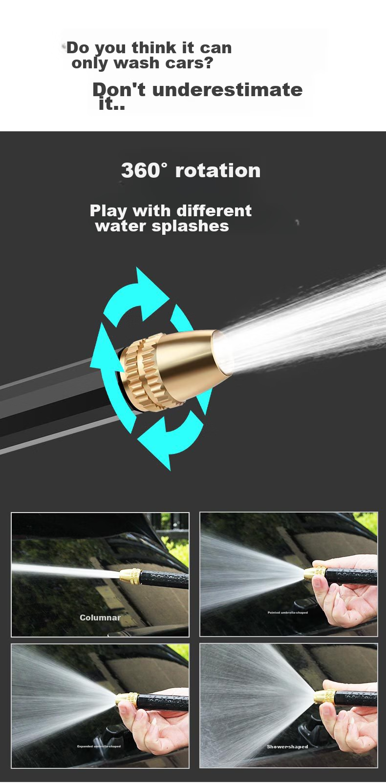 Pailete Car Wash Hose Gun, High-Pressure Household Pressure-Adjustable Watering Tool for Car Washing And Cleaning, 10-Meter Hose 2