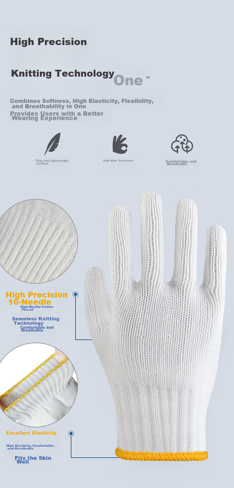 Xinyuechanghui Work Gloves, Thick Cotton Yarn Gloves, Non-Slip Wear-Resistant Construction Site Work Protective White Gloves B11409, Jingcang Express Delivery | 660 Fleece-Lined Polyester 24 Pairs 6