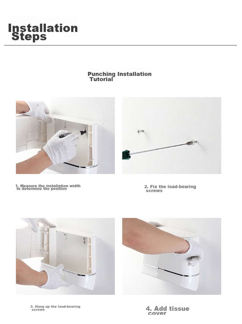 Interhasa! Wall-Mounted Toilet Paper Holder, Bathroom Tissue Dispenser, No Drilling Required E6002 18