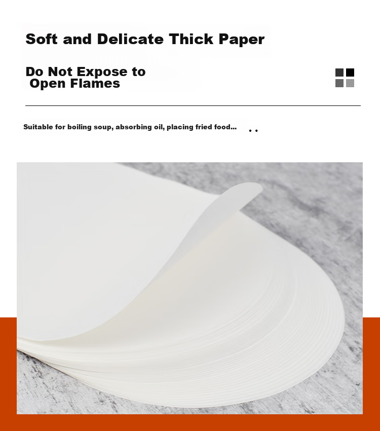 Shihua Food Oil-Absorbing Paper, Soup Strainer Oil Remover Baking Paper Filter Oil Film 100 Sheets Round Style SH-6284 5