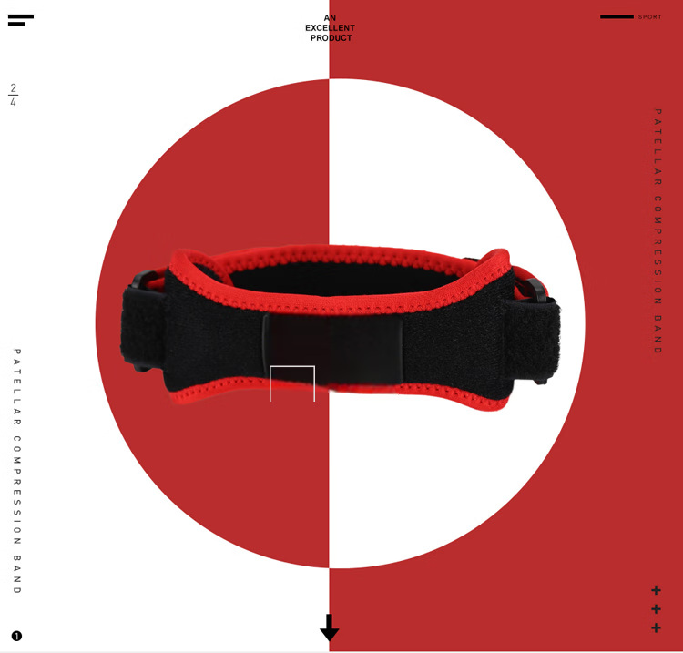AQ Patellar Strap Compression Band Patellar Protection Band for Men And Women Sports Patellar Knee Brace 50511SP Black And Red 3