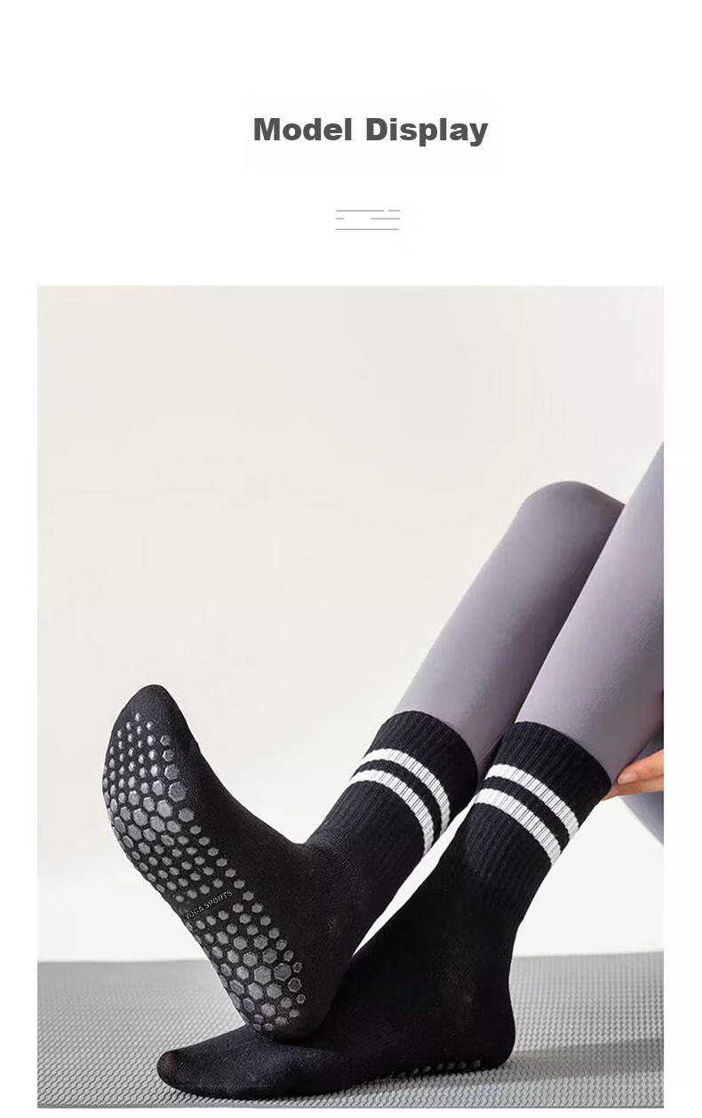 LangSha Yoga Socks for Women, Mid-Calf Sports Fitness Socks, Non-Slip Socks, Pilates Dance Socks, Silicone Floor Socks 27