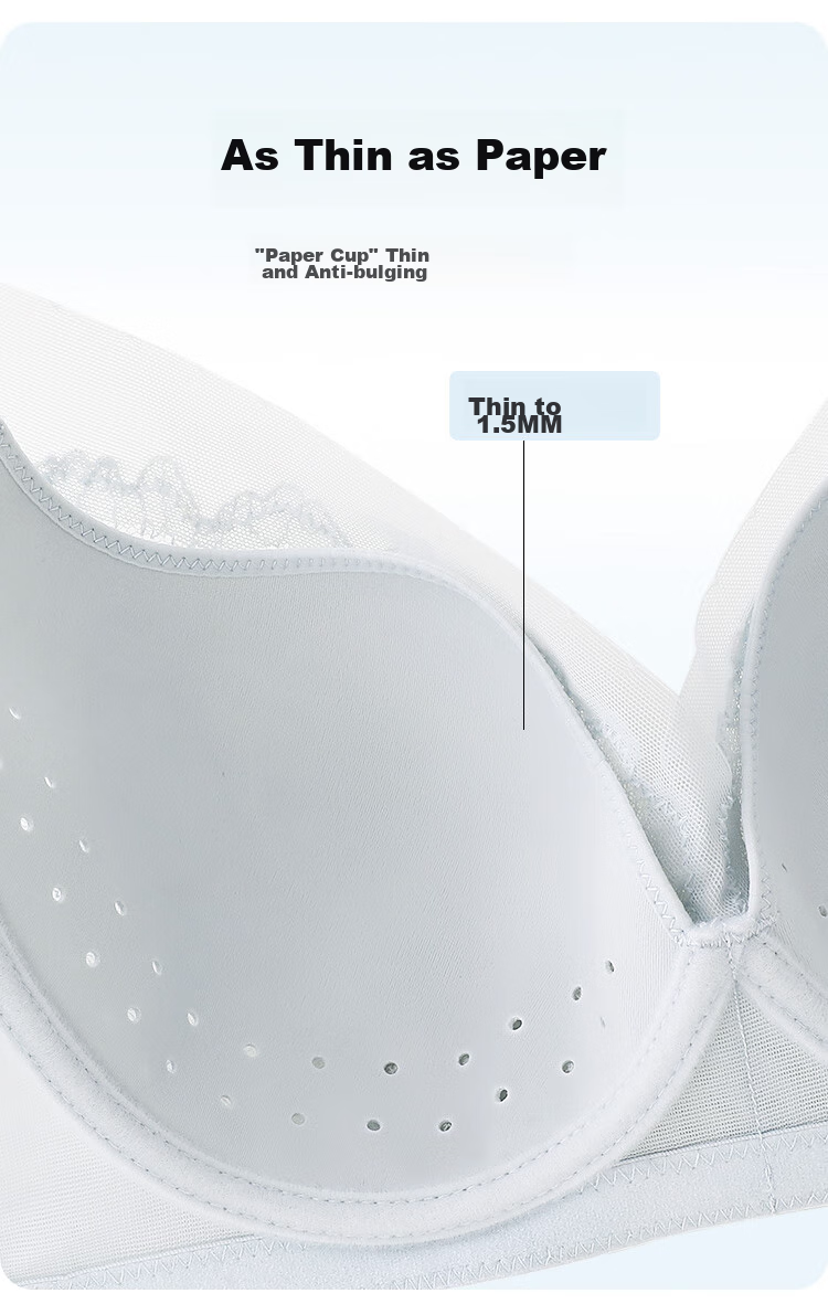 Ordifen 26 New Women's Underwear, Lightweight, Slimming, Perforated Cups, Breathable, Soft Wireless, Seamless, Low-Collar Bra Set XB4206 2