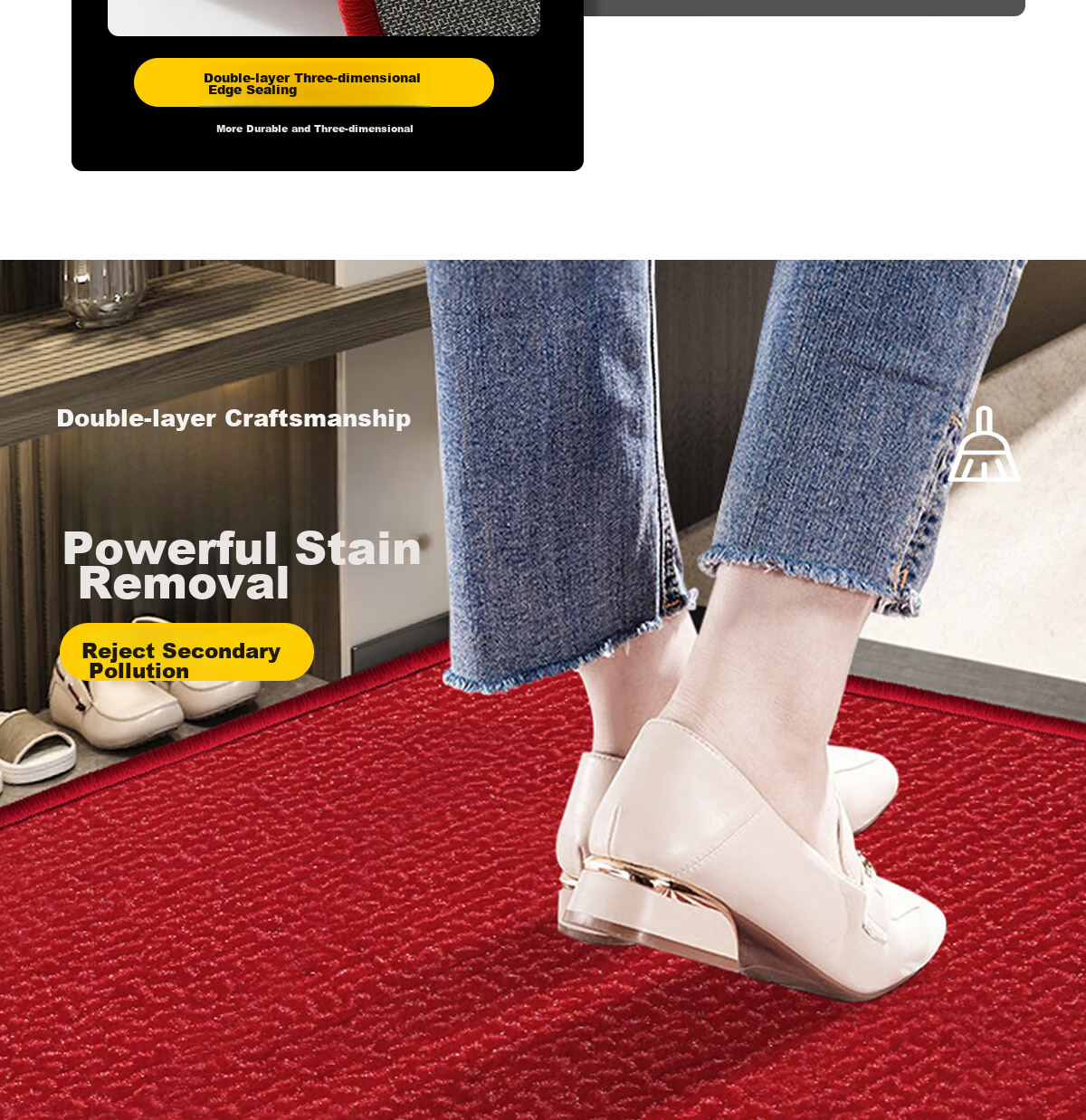 Huaxu Entrance Mat, Doorway Foot Mat, Foyer Mat, Hallway Outdoor Non-Slip Cuttable Red Mat - Elegant 4