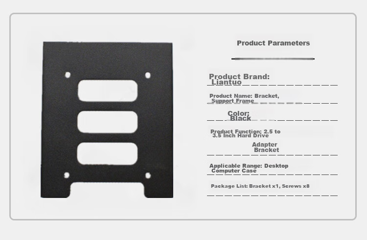 LinkStone Desktop Hard Drive Bracket, 2.5 to 3.5 Inch SSD Enclosure, Computer Assembly Accessory Kit with Screwdriver/screws/sata3 Data Cable 13