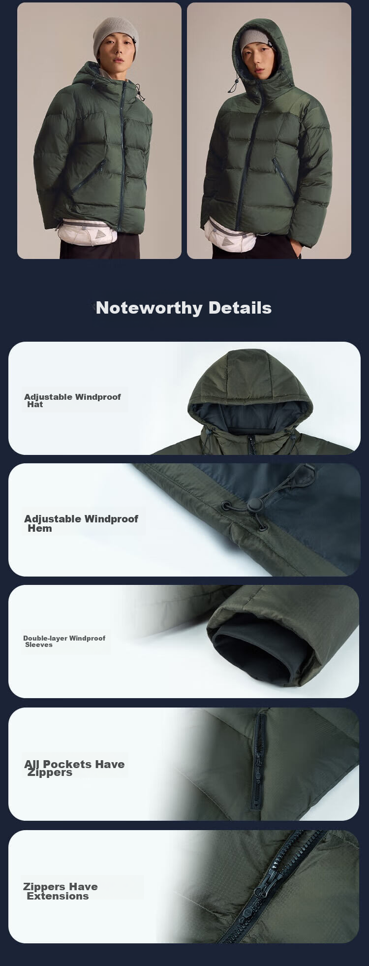 JD Original Outdoor Hooded Down Jacket, Triple Protection, Puffer Short Style, Men's Coat, Rock Gray Color, XL Size 17