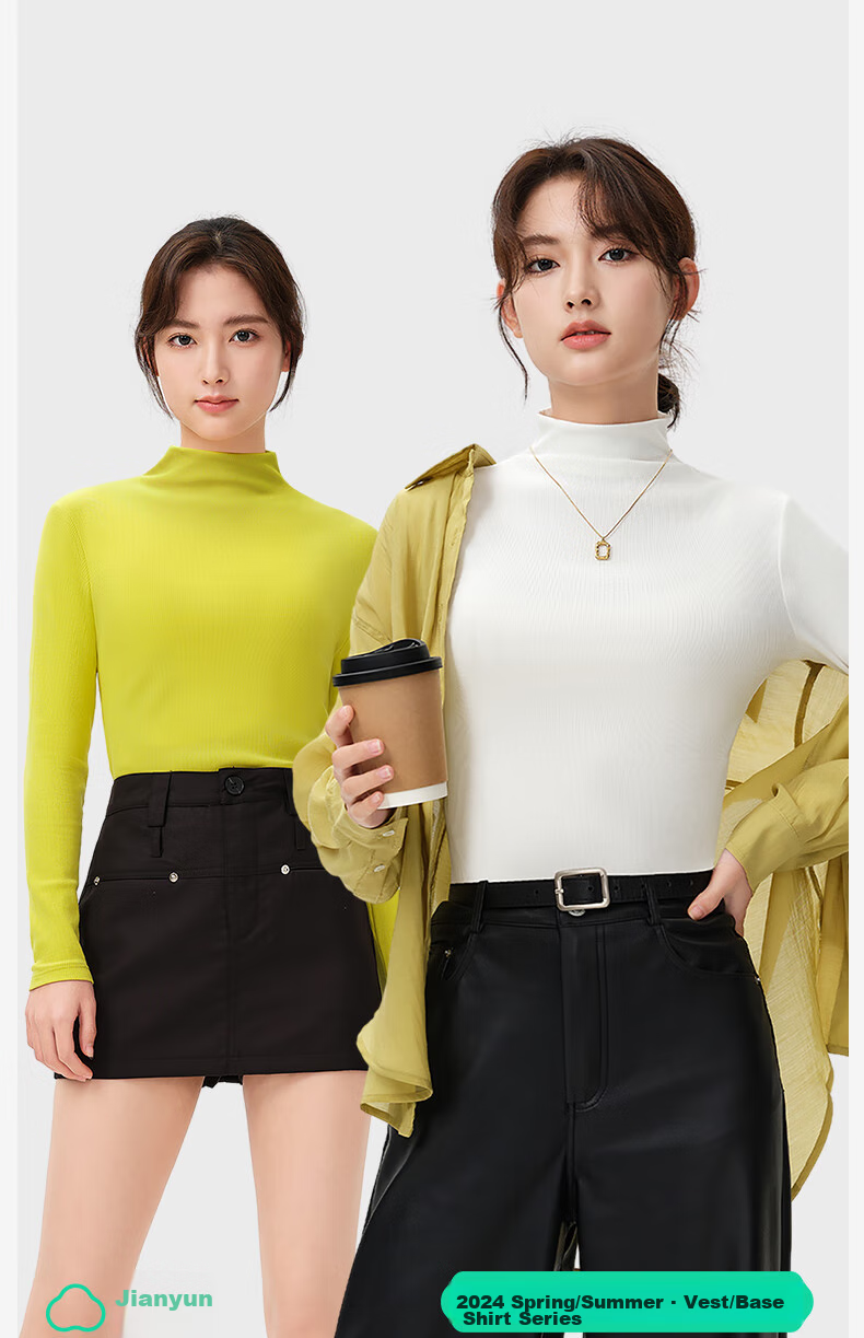 Jianyun Modal Cotton Turtleneck Base Layer, Women's Slim-Fit Long-Sleeve Undershirt, Stylish Spring And Autumn Top, Suitable for Outer Wear 2