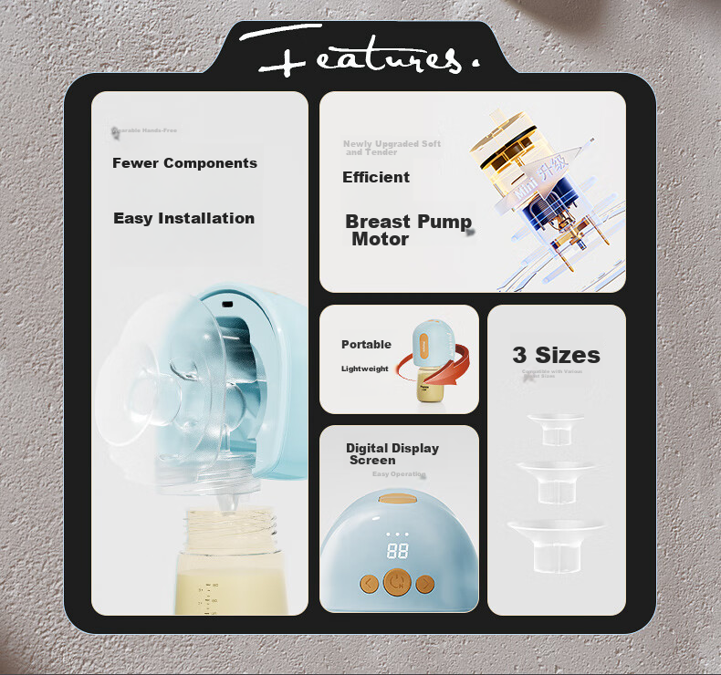 Xiaoyaxiang Hands-Free Breast Pump, Electric Portable All-In Automatic Micro-Vibration Single-Side Milk Extractor (Yiyue Smart Model) 3