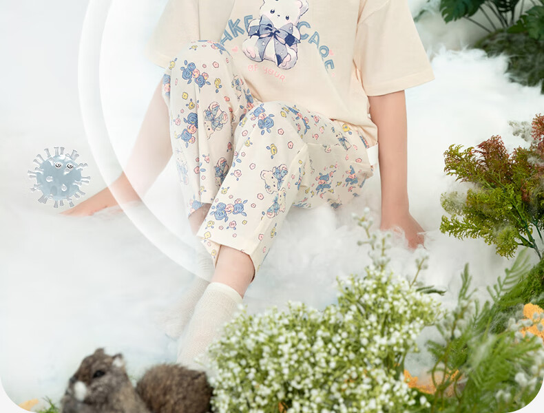YING BO LUN Summer Girls' Pajamas, Thin Style for Older Children, Home Wear, Short-Sleeve Set for Girls, Kids' Air Conditioning Clothes, Pink, Size 175 11
