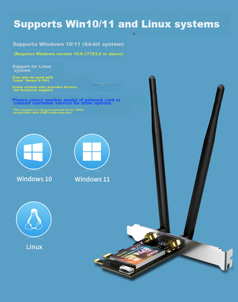 EDUP BE200 Gigabit Gaming WiFi 7 Wireless Network Card, 8774M Tri-Band Desktop Computer Internal PCIE Interface, Wireless Bluetooth 5.4 WiFi Receiver-BE9715 13