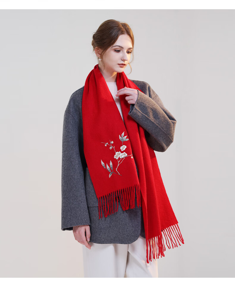 Hangsifu Pure Wool Embroidered Scarf, Neck Warmer, Outer Wrap Shawl, Autumn And Winter Warm Cloak, Birthday Gift Box for Mothers And Wome 28