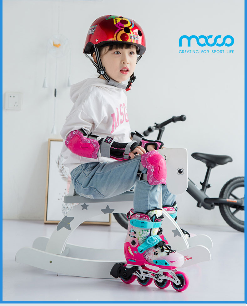 Migao Roller Skates for Children, Inline Skates for Boys And Girls, Flat Skate Shoes, Complete Set with Adjustable Straight Wheels S7 Pink Set Size M 19