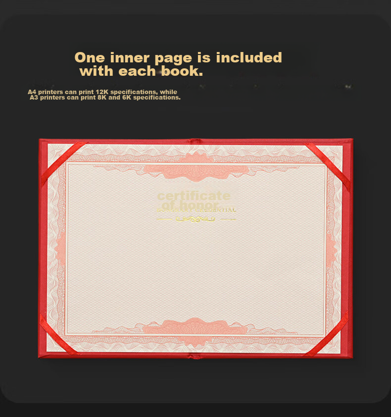 Ouliwen Honorary Certificate Gold-Stamped Award Certificate with Glossy Cover, High-End Employee Award, 8K Size, with 10 Inner Pages, Pack of 10 4