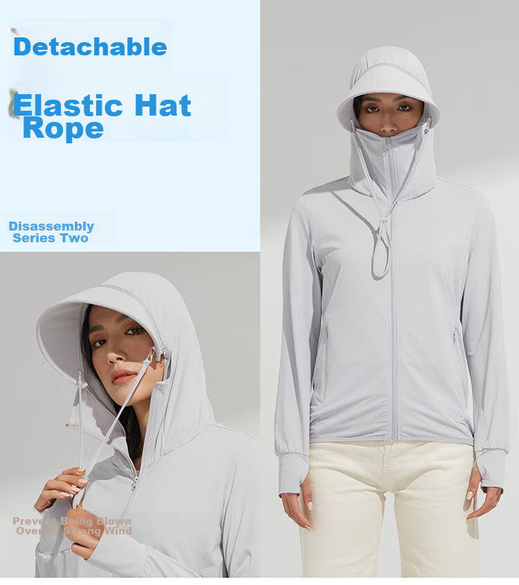 BIKEBROS Women's Sun Protection Clothing, Summer UV Protection UPF50+, Ice Silk Skin-Friendly, Detachable Brim, 4XL 10