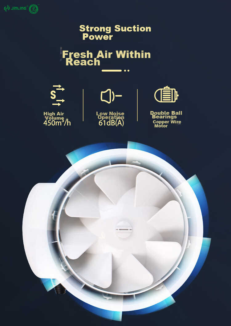 JINLING Duct Fan Exhaust Fan for Bathroom Ventilation, Kitchen Duct Extractor Fan, 6-Inch, DPT15-44 3