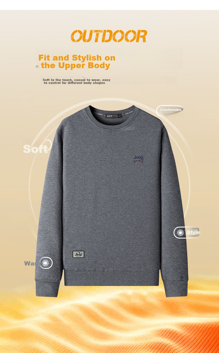 JEEP SPIRIT Men's Spring Casual Long Sleeve T-Shirt Round Neck Blue L 4