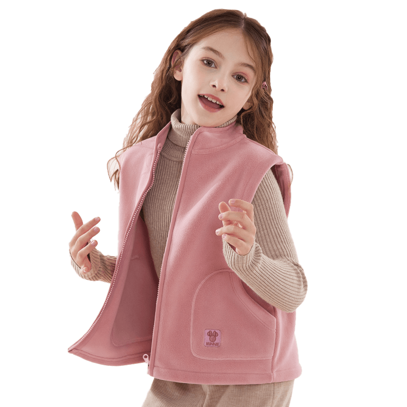 Disney Girls' Autumn Winter Fleece-Lined Vest Thick Sleeveless Jacket for Kids 3DS080-1 Camellia Pink Size 140