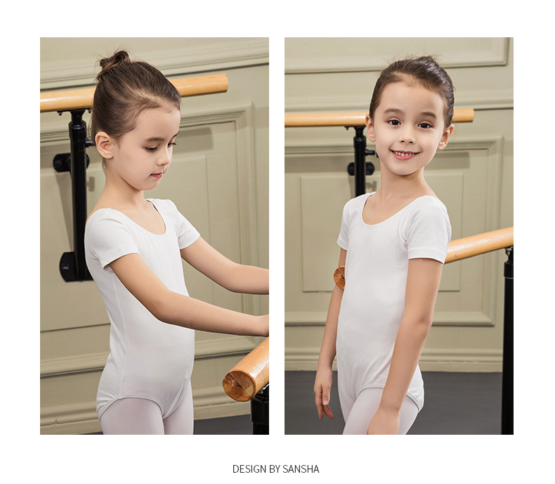 Sansha Children's Dance Leotard Short-Sleeve Ballet Bodysuit for Girls, Light Purple with Open Crotch, Size S 9