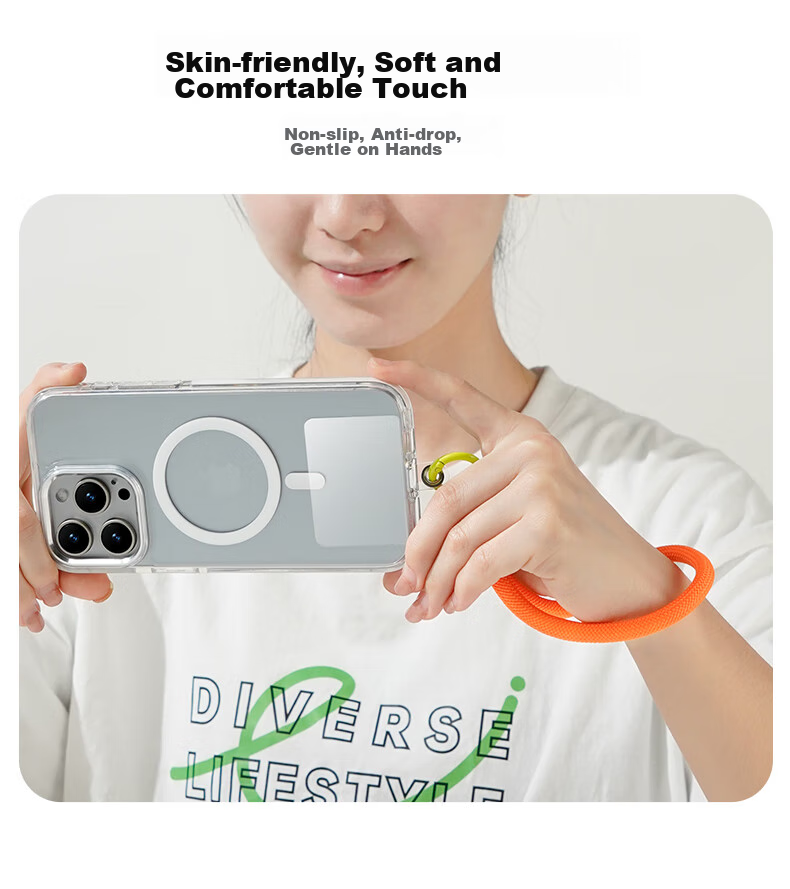 BIAZE Phone Wrist Strap, Short Anti-Theft And Anti-Loss Handheld Strap Case, Transparent Pad, Unisex, Suitable for Apple 17/Huawei/Xiaomi Phones And Others, SP5-Fluorescent Gree 10