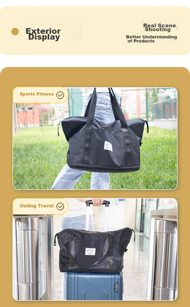 NOLANSEND Travel Bag, Sports Fitness Bag, Dry-Wet Separation, Independent Shoe Compartment, Large Capacity Crossbody Handbag, Luggage Bag, Storage Bag 10