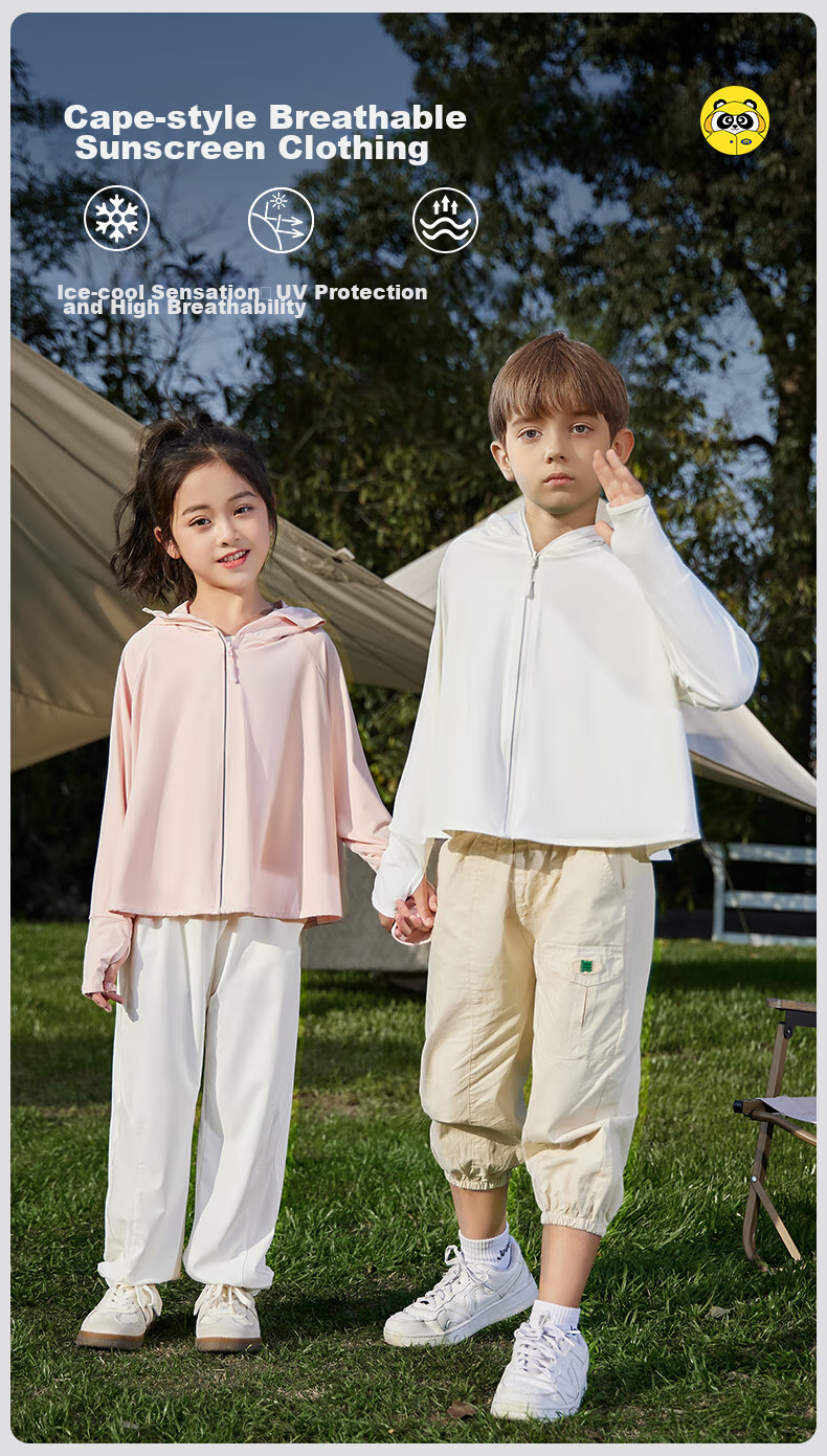 Moremerry Children's Sun Protection Clothing, Cool And Breathable, UV-Resistant, for Boys And Girls, Summer Lightweight Sun Protection Garment, Apricot Pink, XL 1