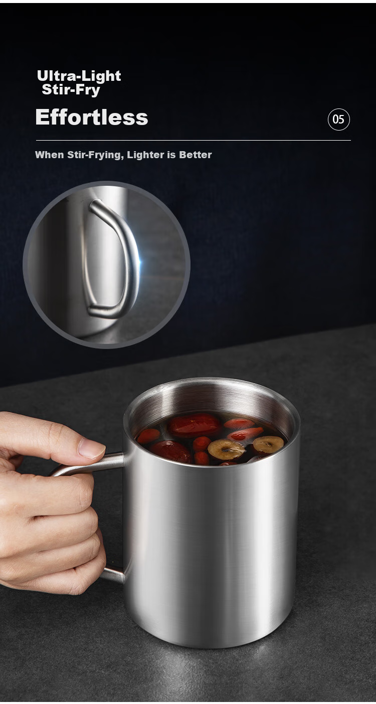 MAXCOOK 304 Stainless Steel Water Cup with Lid, Children's Double-Layer Mug, Tea Infuser Cup with Handle, 300ml 8