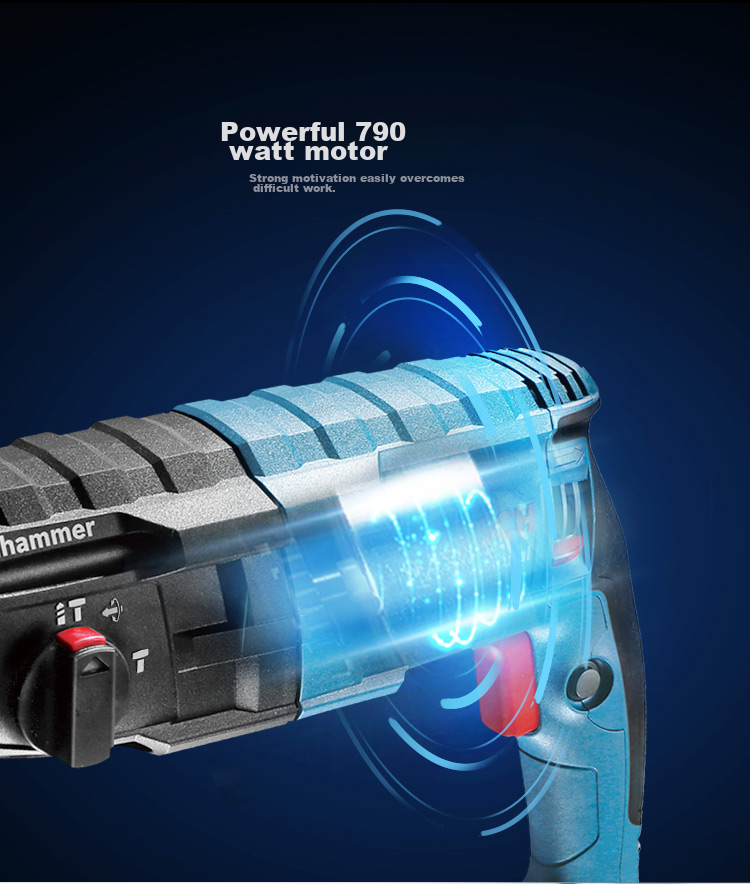 BOSCH Electric Hammer, Drill And Pick Three-In Lightweight Multi-Function Electric Hammer Tool Box, 2 Kg, GBH 2-24 DRE 6