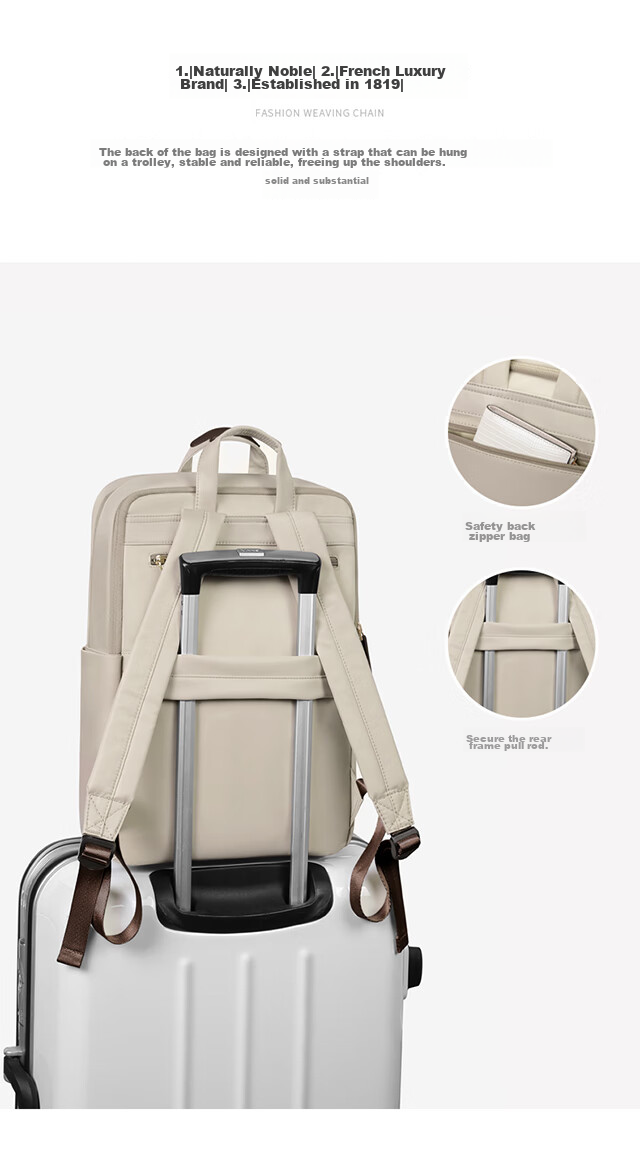 GOLF Women's Backpack, 13.3-Inch Apple Laptop Hidden Handle, Huawei Computer Backpack, Women's Schoolbag, Business Travel Bag 12