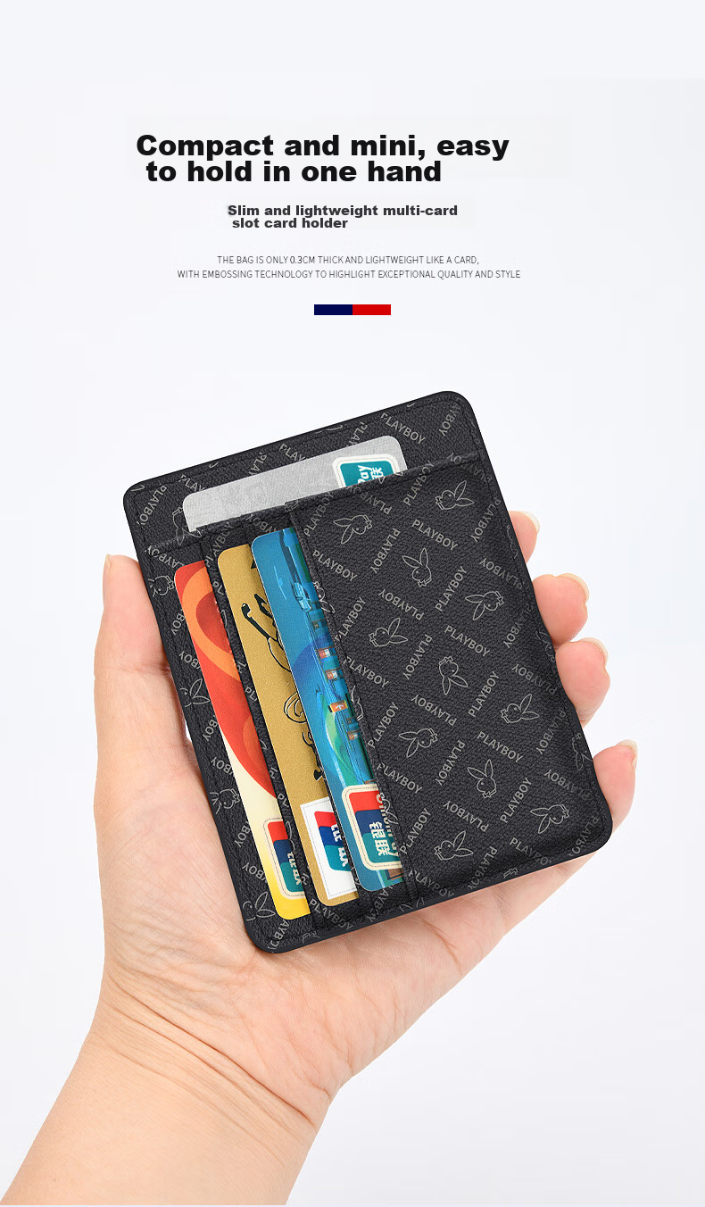 PLAYBOY Card Holder, Portable Men's Card Case, Coin Purse for Women, Slim Business Card Holder, ID Card Wallet, Multi-Slot Bank Card Holder 2