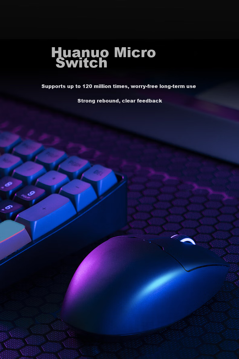 Aigo Youlong GM80 Plus Midnight Wired/wireless/tri-mode Gaming Mechanical Mouse for Office And Bluetooth Rechargeable Ergonomic Mouse for Small to Medium Hands 9