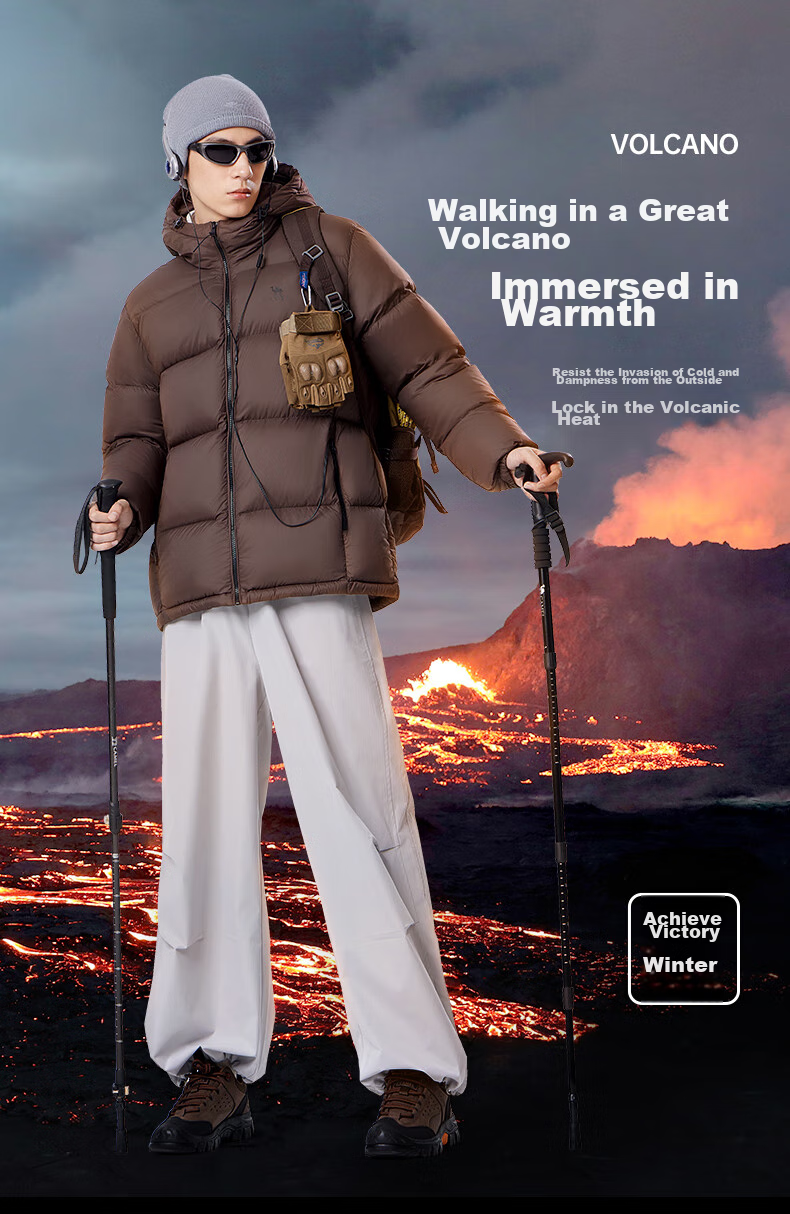 CAMEL Flame Mountain down Jacket for Men And Women, Urban Light Outdoor Thickened Cold-Resistant Puffer Coat Winter Outerwear 7