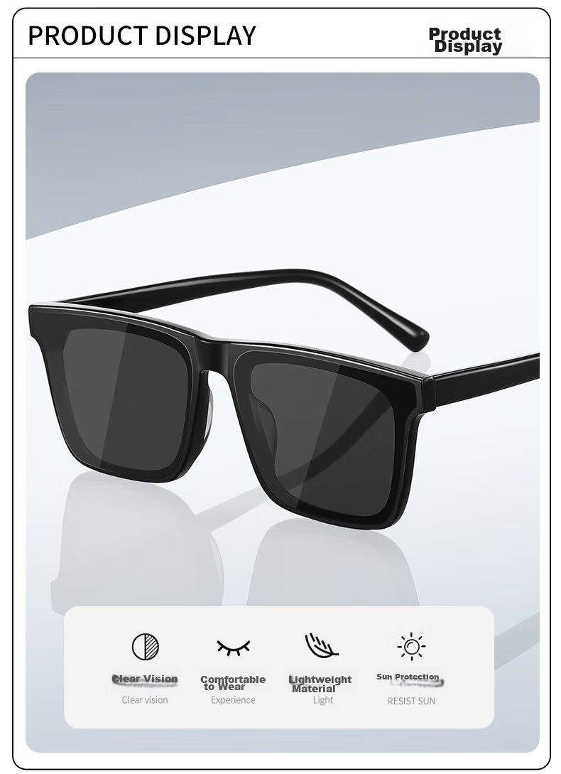Baixiaoshe Sunglasses-1050 [Full Frame Sand Black Style + Gift], Sun Protection Glasses, GM Face-Slimming Effect, Driving Sunglasses, Back-To 3