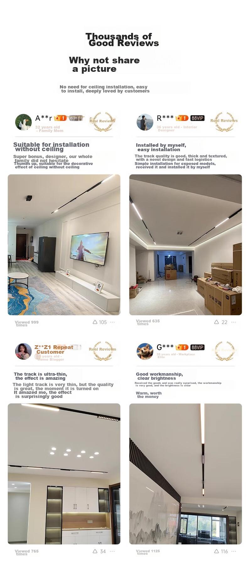 JIAOJIAOZHE Ultra-Thin Surface-Mounted Magnetic Track Light, Linear Light for Living Room Home Use, No Ceiling Mounting Required, Main Light Not Needed, 1 Meter Track 6