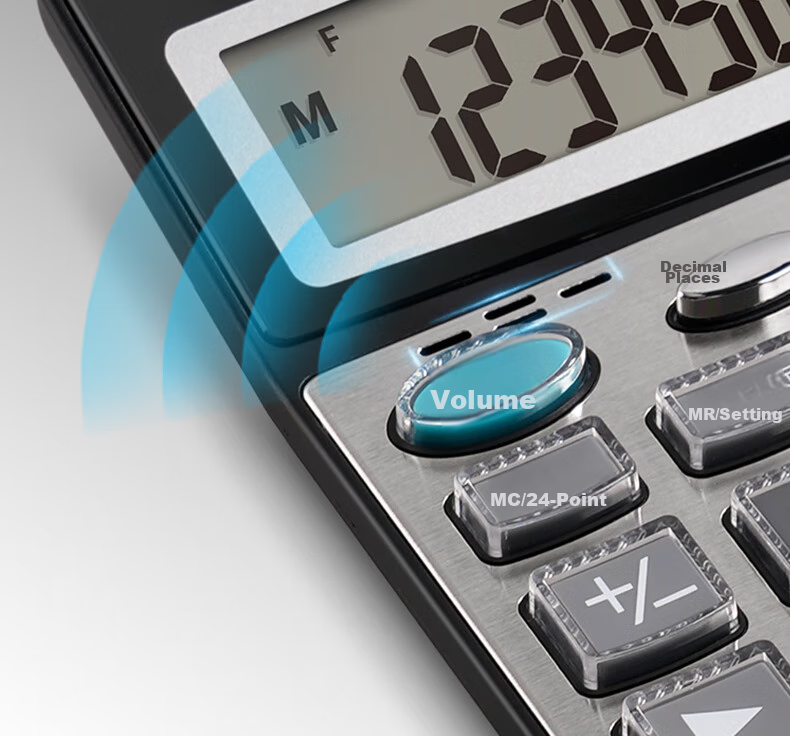 Deli [Super Popular] 12-Digit Metal Panel Voice Calculator, Crystal Large Buttons Large Screen Financial Calculator, Office Supplies, Bright Moon Silver 77550 5
