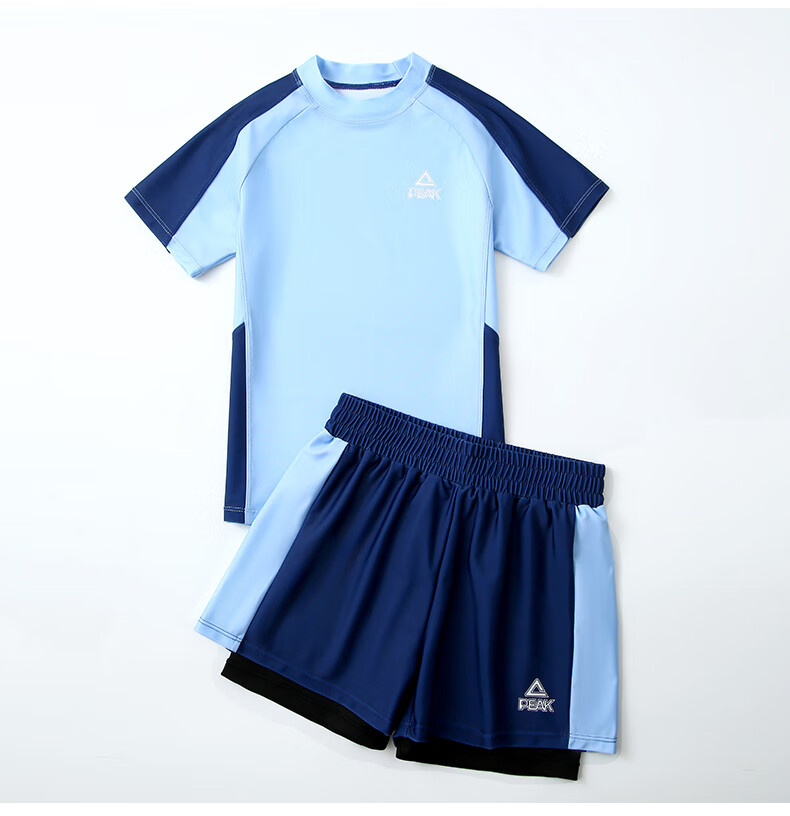 PEAK Children's Swimwear, Boys' Two-Piece Set, for Chubby Kids And Teenagers, Double-Layer Swim Shorts, Size 130 9