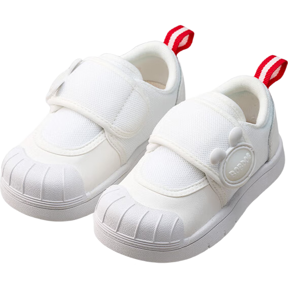 BOBDOG Children's Shoes, Kindergarten Indoor Shoes, White Sneakers, Toddler Shoes for Boys And Girls, Non-Slip Shoes for Kids, Classic White, Size 27